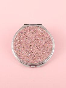 可折疊口袋化妝鏡，1入組閃光圓形雙面緊湊型化妝鏡，女士和女孩便攜式旅行鏡，送給女士妻子姐妹青少年女朋友禮物-紅色 - 西瓜粉 - 查看 7