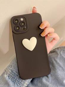 1个3D心形手机壳，兼容 15/14/13/12/11，情人节情侣礼物，国际版，非国内版 - 黑色 - 查看 6