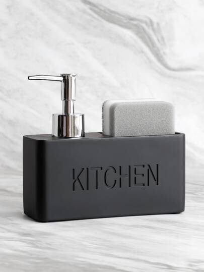 1pc Polyresin Lotion Dispenser With Sponge, Letter Detail Bathroom Soap Dispenser For Bathroom Home Bathroom Decor Fall Decor Back To School