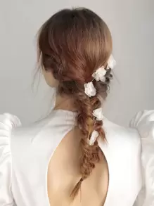 5 piezas de Clips para el cabello con flores de organza y perlas, aptos para bodas, fiestas y uso diario, se pueden combinar libremente