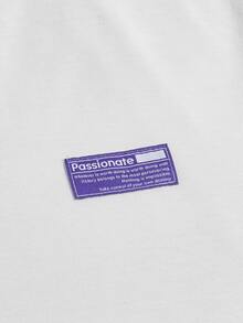 GENTILAND Men Letter Patched Detail Tee & Drawstring Waist Shorts - Multicolor - View 4