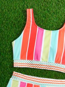 SHEIN 少女条纹比基尼套装夏日海滩