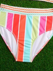 SHEIN 少女条纹比基尼套装夏日海滩