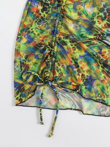 Bộ bikini dây rút dây rút mùa hè đi biển với váy đi biển - Nhiều màu - Xem 4