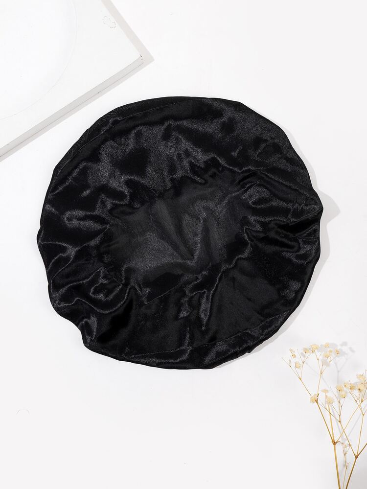 Solid Hair Bonnet Hair Sleep Cap - Black - View 2