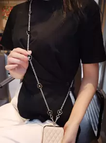 油滴花风格斜跨手机链+透明贴片礼物送给母亲、家人、朋友、生日、节日手机挂饰 - 彩色 - 查看 3