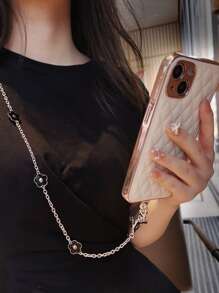 油滴花风格斜跨手机链+透明贴片礼物送给母亲、家人、朋友、生日、节日手机挂饰 - 彩色 - 查看 4