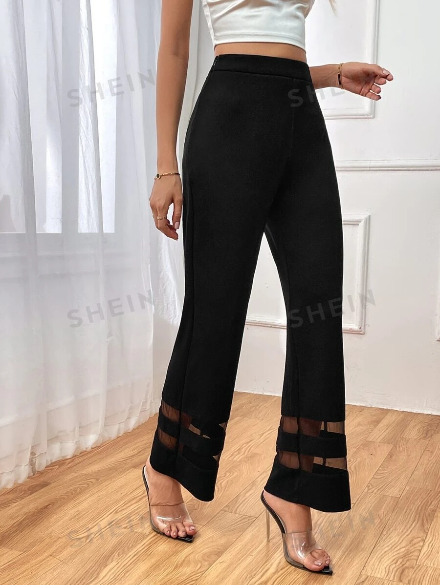 Firerie Pantalones rectos de talle alto de malla