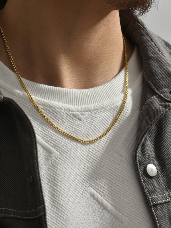1pc Men Minimalist Chain Necklace Copper Jewelry, For Jewelry Gift And Party