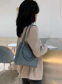 Túi xách nữ đa năng sang trọng, Túi đeo vai họa tiết da cá sấu, Túi đi làm cao cấp dành cho quý cô - Màu xanh lam - Xem 4