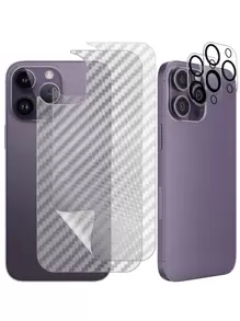 4入組包括2入組碳纖維後膜和2入組相機鏡頭保護貼，適用於蘋果設備 - 無色 - 查看 1