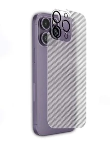 4入組包括2入組碳纖維後膜和2入組相機鏡頭保護貼，適用於蘋果設備 - 無色 - 查看 2