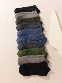 10pairs Solid Ankle Socks