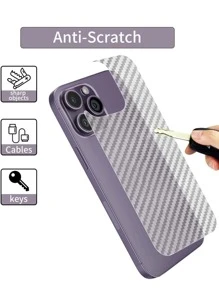 4入組包括2入組碳纖維後膜和2入組相機鏡頭保護貼，適用於蘋果設備 - 無色 - 查看 4