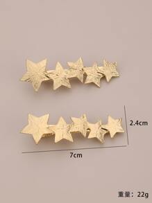 2入組星形裝飾髮夾 - 金色 - 查看 3