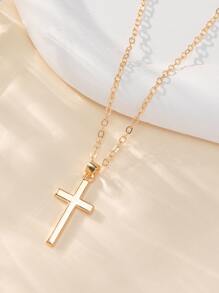 Cross Charm Necklace - Gold - View 4