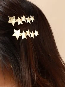 2入組星形裝飾髮夾 - 金色 - 查看 6
