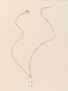 Cross Charm Necklace - Silver - View 4