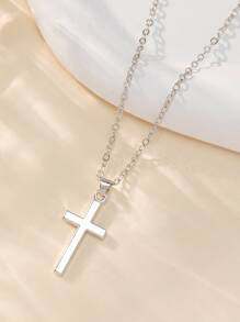 Cross Charm Necklace - Silver - View 5