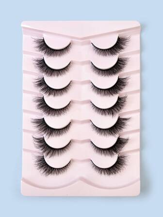 Homaylash 7對充分假睫毛眼尾拉長14mm濃密毛茸茸貓眼假睫毛