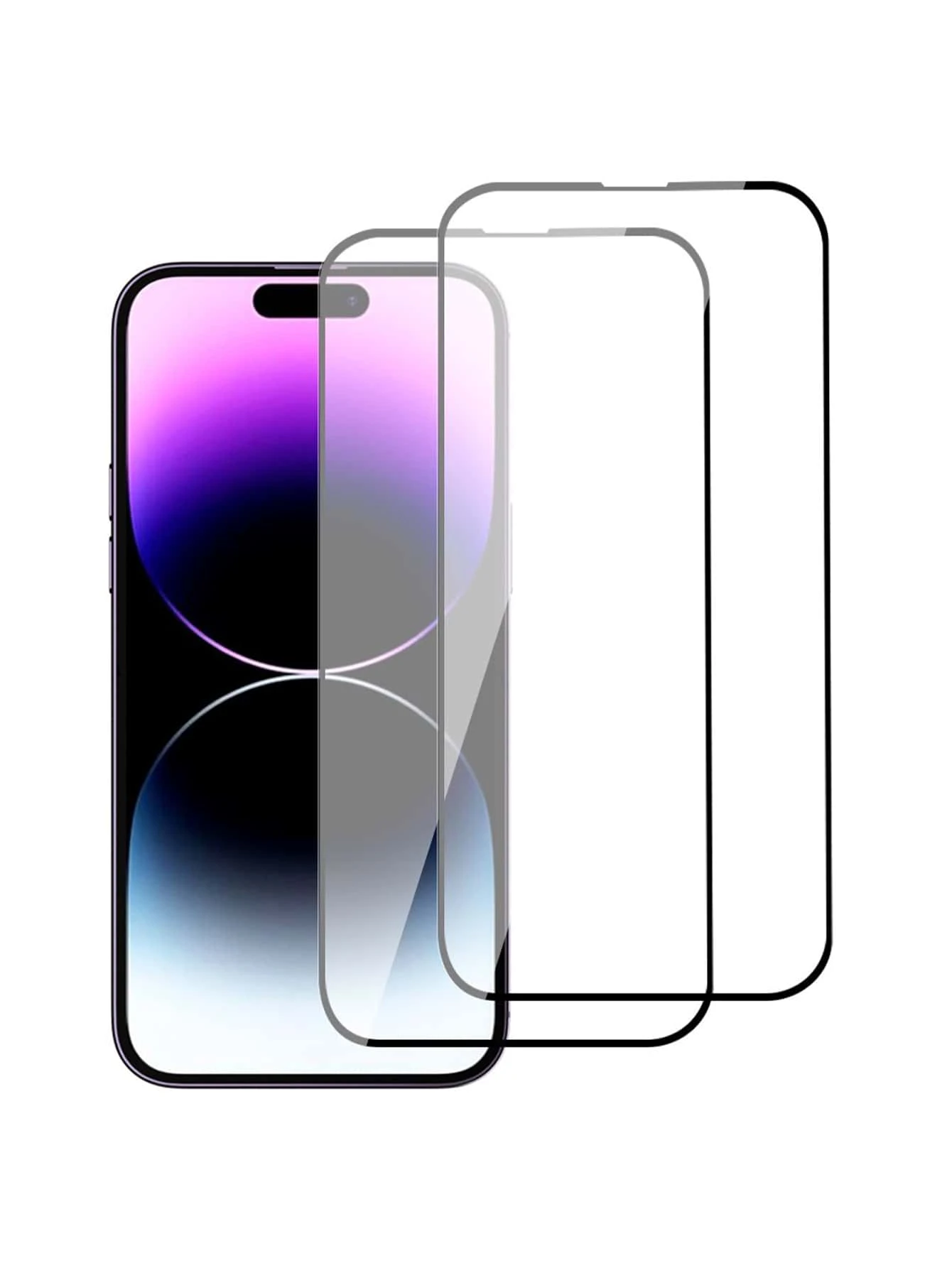 2pcs Screen Protection Tempered Film Compatible With iPhone15/15Plus/15Pro/15Promax - Black - View 1