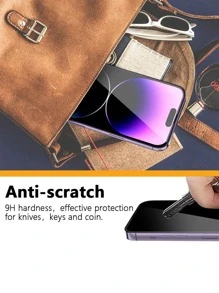 2pcs Screen Protection Tempered Film Compatible With iPhone15/15Plus/15Pro/15Promax - Black - View 5