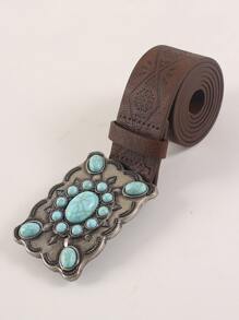 Cinturón con hebilla con diseño de turquesa - Multicolor - Ver 2