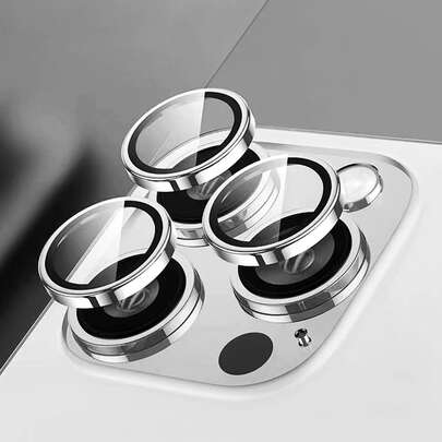 3 件装高清相机镜头保护膜适用于智能手机生日、家人、朋友礼物合金金属带钢化玻璃全覆盖，镜头保护膜，手机配件防水防震防摔防摔防刮防指纹