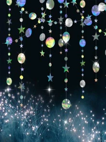 1 Máy Tính Toàn Phương Ngôi Sao & Mặt Trăng Trang Trí Giấy Vòng Hoa, Hiện Đại Giấy Lấp Lánh Chi Tiết Treo Trang Trí Trong Nhà - Nhiều màu - Xem 2