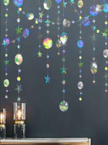 1 Máy Tính Toàn Phương Ngôi Sao & Mặt Trăng Trang Trí Giấy Vòng Hoa, Hiện Đại Giấy Lấp Lánh Chi Tiết Treo Trang Trí Trong Nhà - Nhiều màu - Xem 3