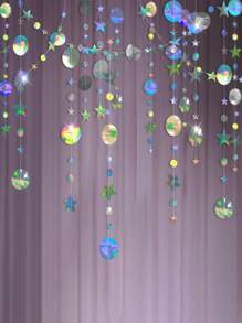 1 Máy Tính Toàn Phương Ngôi Sao & Mặt Trăng Trang Trí Giấy Vòng Hoa, Hiện Đại Giấy Lấp Lánh Chi Tiết Treo Trang Trí Trong Nhà - Nhiều màu - Xem 5