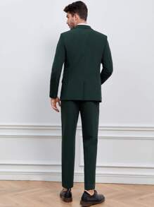 GENTILAND Bộ đồ nam Túi Dây kéo Nút phía trước màu trơn Công việc - Màu xanh lá cây đậm - Xem 8