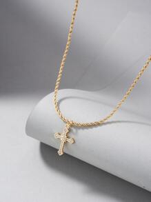1PC Đá Cubic Zirconia Chéo Vòng Cổ Trang Sức Đồng - Vàng - Xem 7