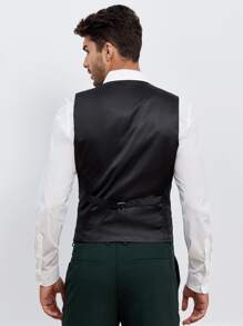 GENTILAND Bộ đồ nam Túi Dây kéo Nút phía trước màu trơn Công việc - Màu xanh lá cây đậm - Xem 4