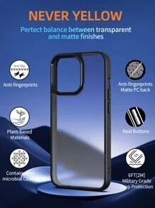 Habyby 透明哑光黑抗黃素色手機殼,適用於iphone 15/15pro/15plus/15promax - 黑色 - 查看 8