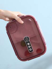 1pc Plastic Lunch Box, Portable Multi-grid Microwaveable Bento box For Office & School - White - View 3