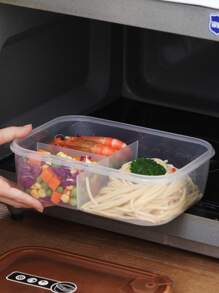 1pc Plastic Lunch Box, Portable Multi-grid Microwaveable Bento box For Office & School - White - View 4