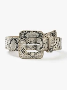 Snakeskin Print Belt - Multicolor - View 1
