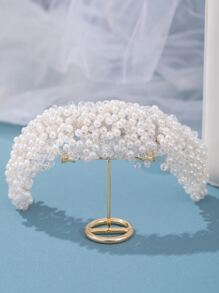 Faux Pearl Decor Bridal Headwear Vintage Tiaras. Valentine's Day Accessories - Silver - View 1