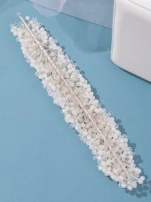 Faux Pearl Decor Bridal Headwear Vintage Tiaras. Valentine's Day Accessories - Silver - View 2