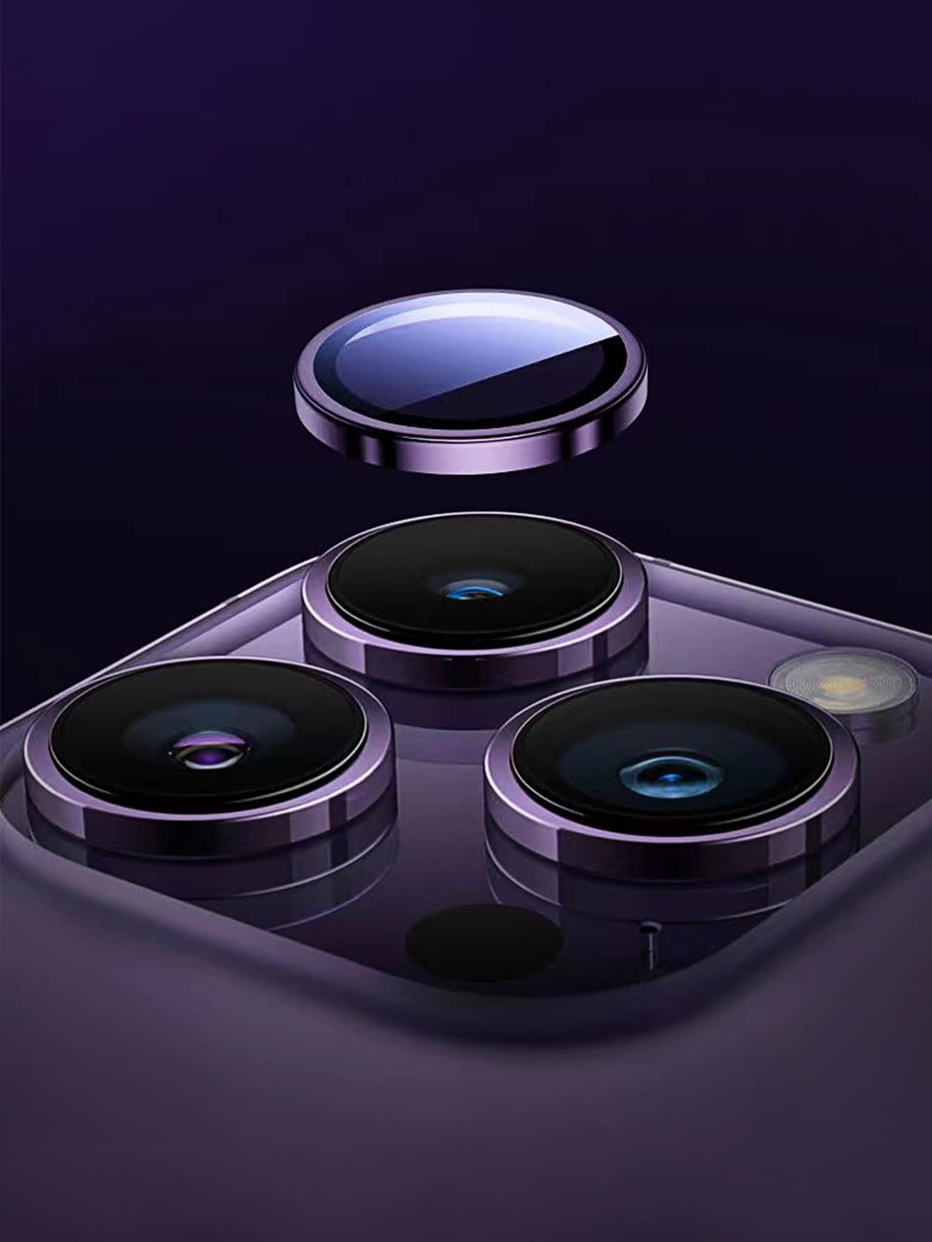 3 件手机镜头保护膜适用于 15/15Plus/15Pro/15Promax 生日、家人、朋友礼物合金金属带钢化玻璃全覆盖，镜头保护膜，手机配件防水防震防摔防摔防刮防指纹 - 紫色 - 查看 1