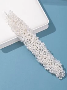 Faux Pearl Decor Bridal Headwear Vintage Tiaras. Valentine's Day Accessories - Silver - View 5