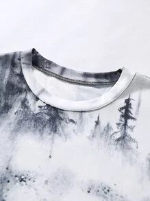 Manfinity LEGND 男士紮染和骷髅頭圖案T恤 - 黑與白 - 查看 4