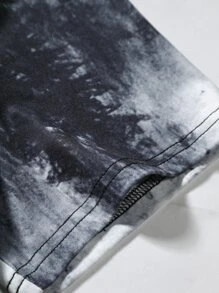 Manfinity LEGND 男士紮染和骷髅頭圖案T恤 - 黑與白 - 查看 7