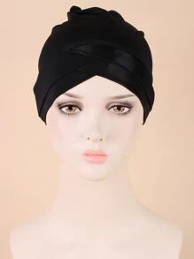 素色頭巾帽 - 黑色 - 查看 4