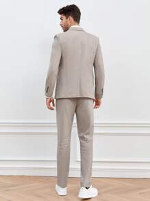 Manfinity NiteLyfe Men 1pc Dual Pocket Single Breasted Blazer & 1pc Suit Pants - Beige - View 7