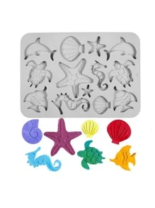 1入組海星和貝殼設計糖果模具 - 灰色 - 查看 1