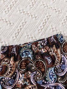 小女童佩斯利印花彈性腰帶半身裙