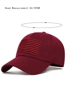 Men Flag Embroidered Baseball Cap Street - Burgundy - View 3