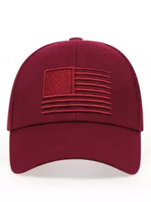 Men Flag Embroidered Baseball Cap Street - Burgundy - View 4